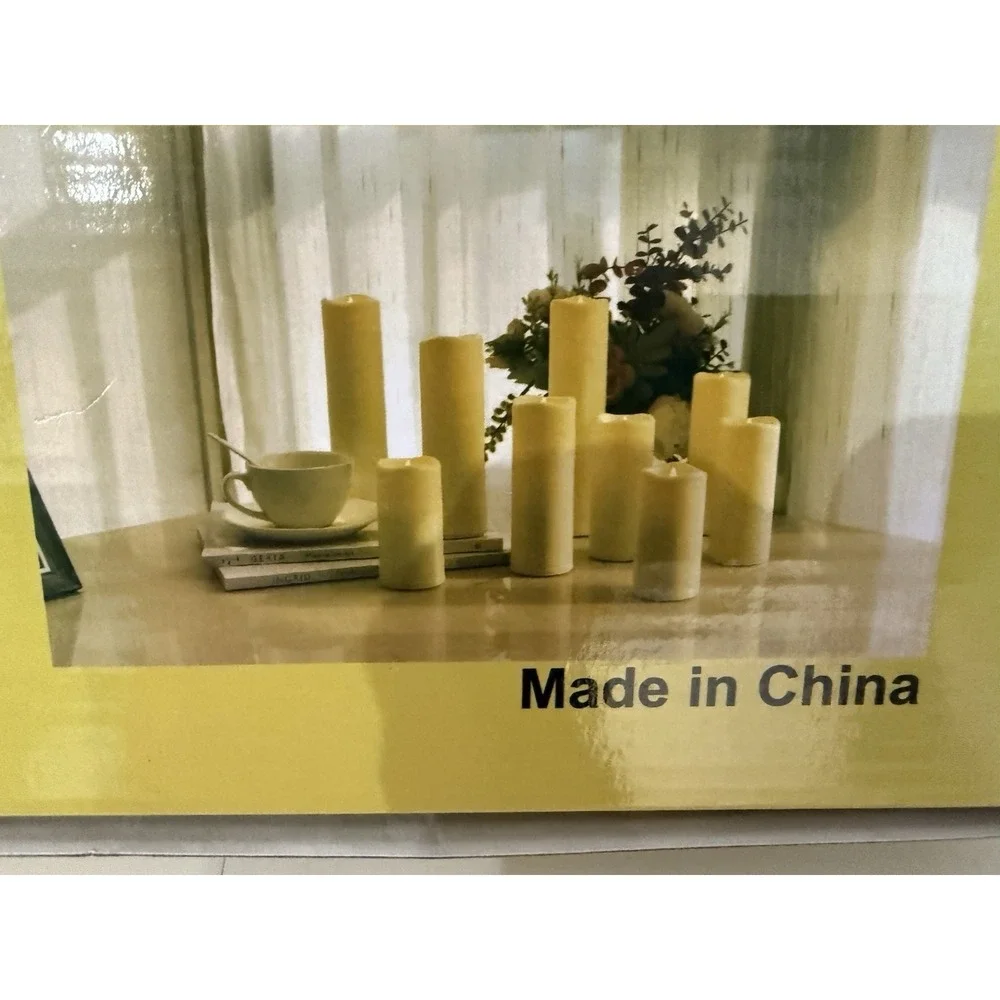 Flameless Pillar Candles with Remote, 9 Pack Waterproof‎ Batteries